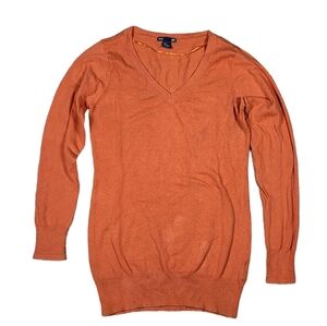 H&M Womens Small Vneck Sweater Long Orange